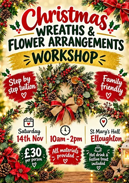 Christmas wreath and flower arrangements workshop