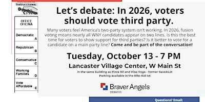 Local Debate: Resolved: In 2026, voters should vote third party.