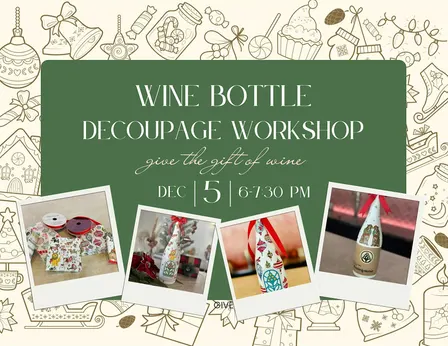 Holiday Wine Bottle (includes the wine) Decoupage at The Rejoicing Vine
