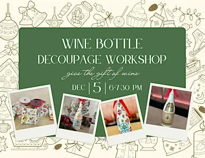 Holiday Wine Bottle (includes the wine) Decoupage at The Rejoicing Vine
