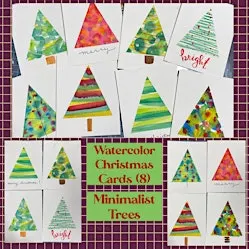 Watercolor Christmas Cards - Minimalist Trees at The Vineyard at Hershey