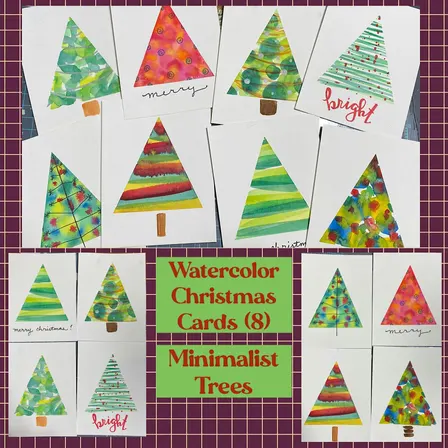 Watercolor Christmas Cards - Minimalist Trees at The Vineyard at Hershey