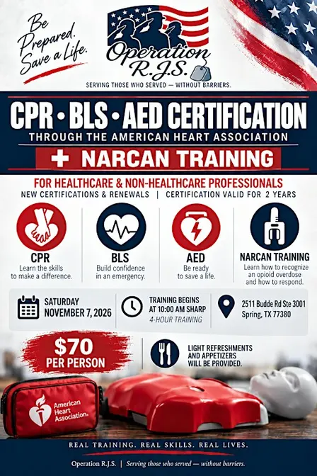 CPR * BLS * AED Certification through AHA. with NARCAN Training