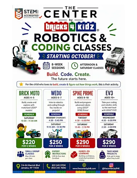 Robotics & Coding Classes by The Center by Bricks 4 Kidz