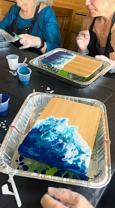 Ocean-Inspired Pour Paint: A Holiday Cutting Board Workshop