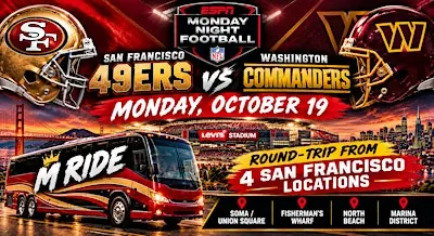 49ers vs. Commanders Round-Trip SHUTTLE BUS FROM SF (DOWNTOWN / SOMA)