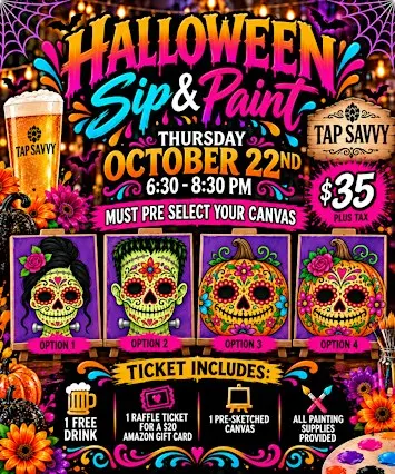 Halloween Sugar Skull Sip and Paint