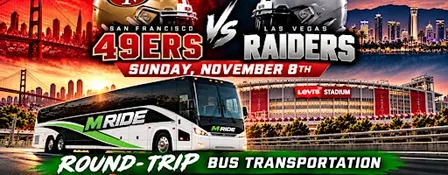49ers vs. Raiders Round-Trip SHUTTLE BUS FROM SF (DOWNTOWN / SOMA)