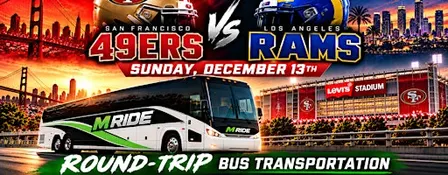 49ers vs. LA Rams Round-Trip SHUTTLE BUS FROM SF (DOWNTOWN / SOMA)