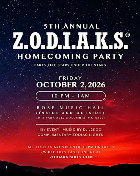 5th Annual Z.O.D.I.A.K.S. Homecoming Party (Mizzou 2026)