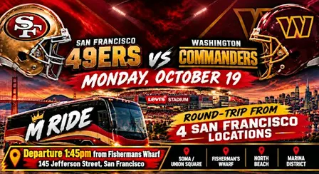 49ers vs. Commanders Round-Trip SHUTTLE BUS FROM SF (FISHERMANS WHARF)