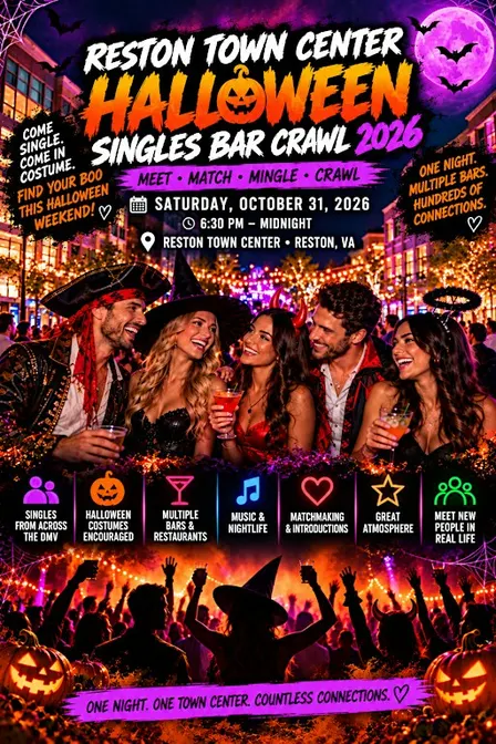 RESTON TOWN CENTER HALLOWEEN SINGLES BAR CRAWL 2026 (SATURDAY)
