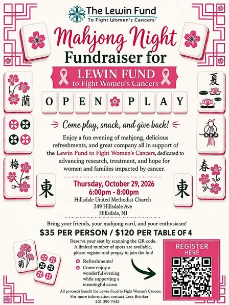 Open Play Mahjong Fundraiser 10.29.26 6-8 pm