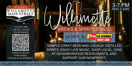 2026 Willamette Brews & Spirits Stroll Presented by Les Schwab West Linn