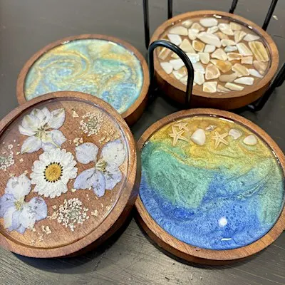 Resin Art Coasters craft workshop in Montgomery County, Md.