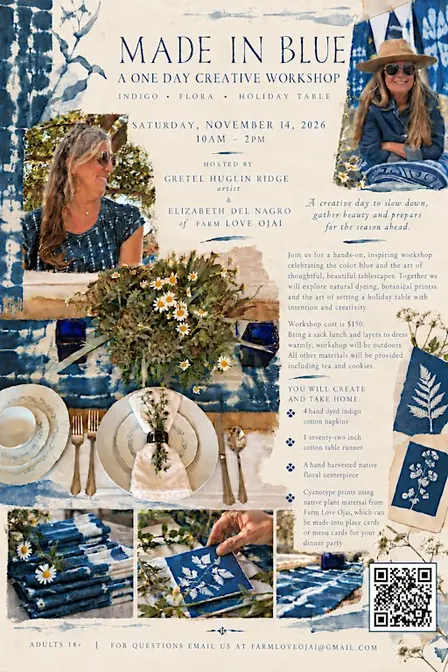 Indigo Dye Workshop w/ Botanical Cyanotype Prints for the Holiday Table