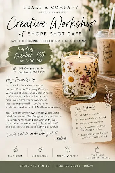 Candle + Floral Workshop at ShoreShot Cafe