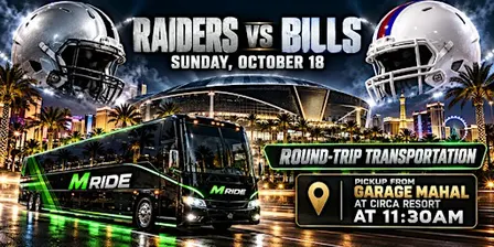 Las Vegas Raiders vs. Buffalo Bills ROUNDTRIP SHUTTLE FROM GARAGE MAHAL AT CIRCA RESORT