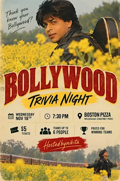Bollywood Trivia Night 1 @ Boston Pizza Mississauga (Courtney Park)