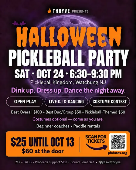 Halloween Pickleball Party: DJ, Dancing & Costume Cash Prizes | Watchung