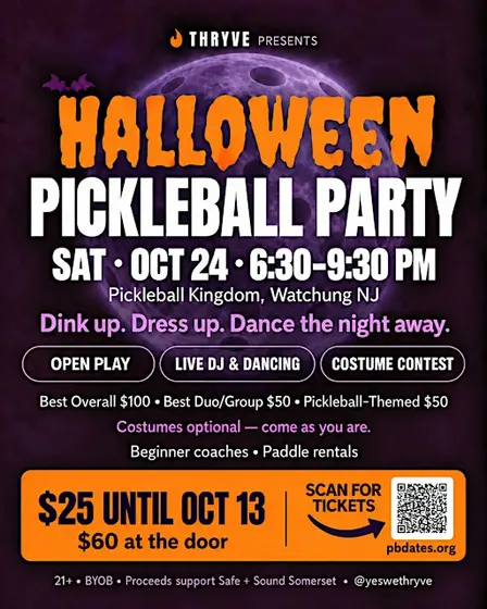 Halloween Pickleball Party: DJ, Dancing & Costume Cash Prizes | Watchung