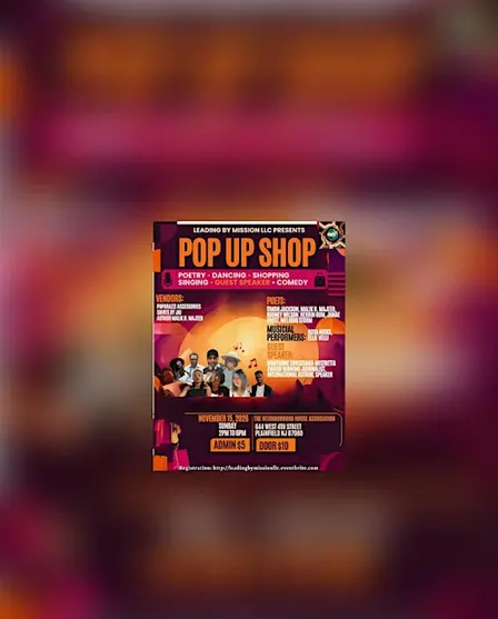 Pop Up Shop with Poetry, Comedy, & Musical Performances