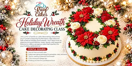 Holiday Wreath Cake: Buttercream Florals & Festive Elegance!