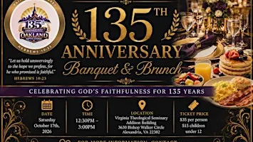 Oakland Baptist Church 135th Anniversary Banquet & Brunch
