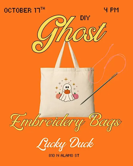 DIY Ghost Embroidery bags- Lucky Duck Oct 17th