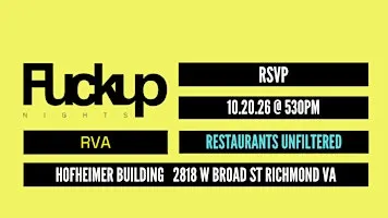 Fuckup Nights RVA | October 2026 | Restaurants Unfiltered