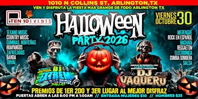 Halloween Party 2026 at Ten 10 Events | Fiesta de Halloween Arlington