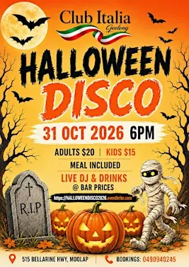 HALLOWEEN DISCO @ CLUB ITALIA GEELONG