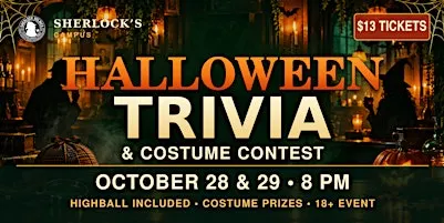 Halloween Trivia Night 1 at Sherlock Holmes