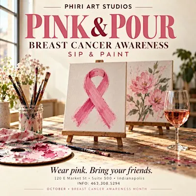 breast cancer awareness month  sip and paint / candle making