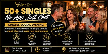 50+ No App Just Chat Singles Social at All Bar One, Worcester