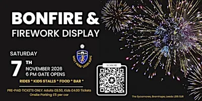 West Park Leeds RUFC Bonfire and Fireworks Display 2026