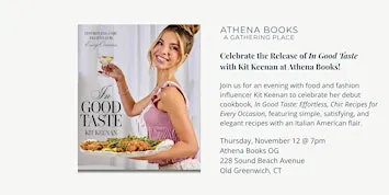 Celebrate the Release of "In Good Taste" with Kit Keenan at Athena Books!