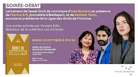 Lancement de l'essai « Droit de corrompre » d'Inès Bernard
