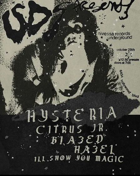 10/29 LA BASEMENT SHOW / HYSTERIA, CITRUS JR, BLAZED, HAZEL