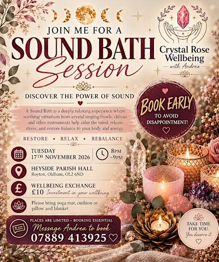 ADDITIONAL DATE November  Sound Bath - Crystal Rose Wellbeing