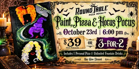 Paint, Pizza & Hocus Pocus w/LiaNardo at Round Table Pizza