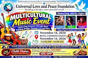 Multicultural Live Music Event 2026 with free Dinner! DJ & Bar Service