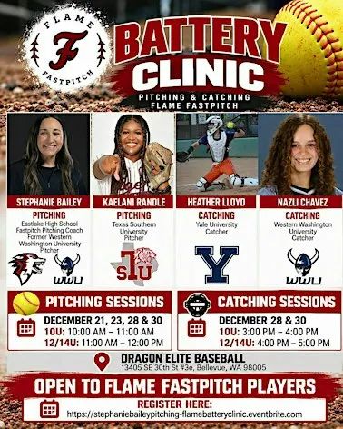 Flame Fastpitch Battery Clinic - Pitching and Catching 10U, 12U and 14U!