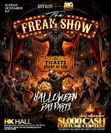 The Freak Show: NYC Halloween Day Party 2026 | Big Apple Brunch