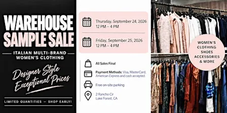 Luxury Italian Multi Brand Warehouse Sample Sale - Orange County
