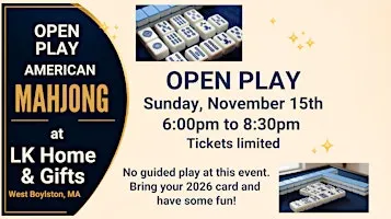 American Mahjong Open Play at LK Home & Gifts