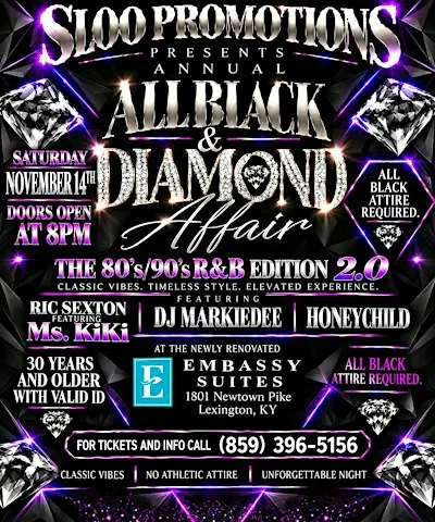 Sloo Promotions All Black and Diamond Affair 80'S/90'S R&B Edition