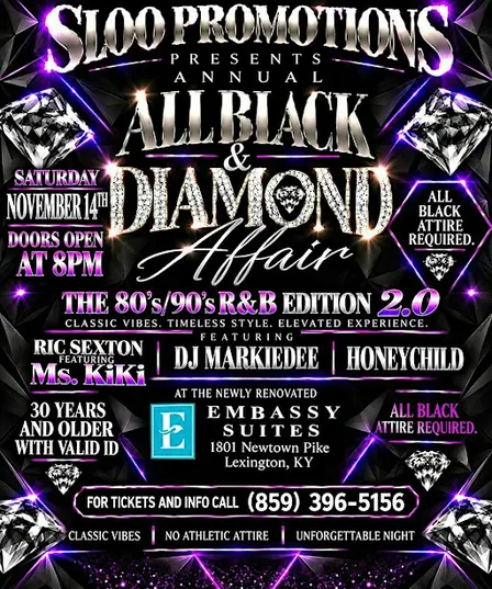 Sloo Promotions All Black and Diamond Affair 80'S/90'S R&B Edition