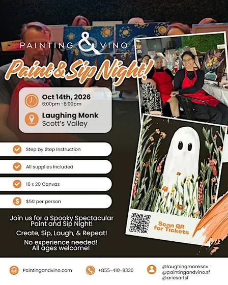 "Ghostly Flowers" Paint and Sip Night at Laughing Monk Scotts Valley