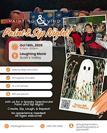 "Ghostly Flowers" Paint and Sip Night at Laughing Monk Scotts Valley
